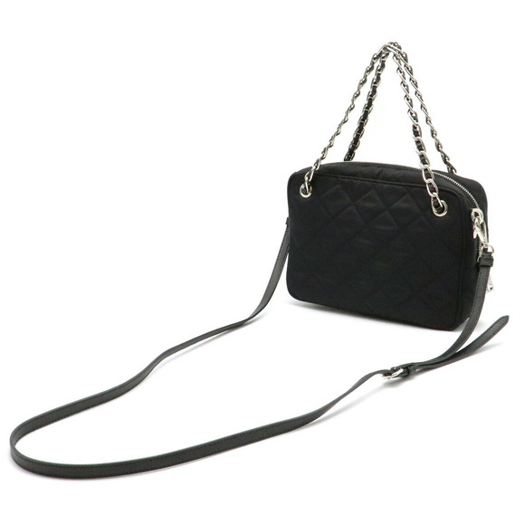 Prada 2WAY Impuntu Nylon Black Tessuto Handbag Leather - Picture 1 of 9